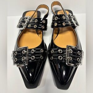 Lunhonk Slingback Flats Ballerinas Black Women's Sandals